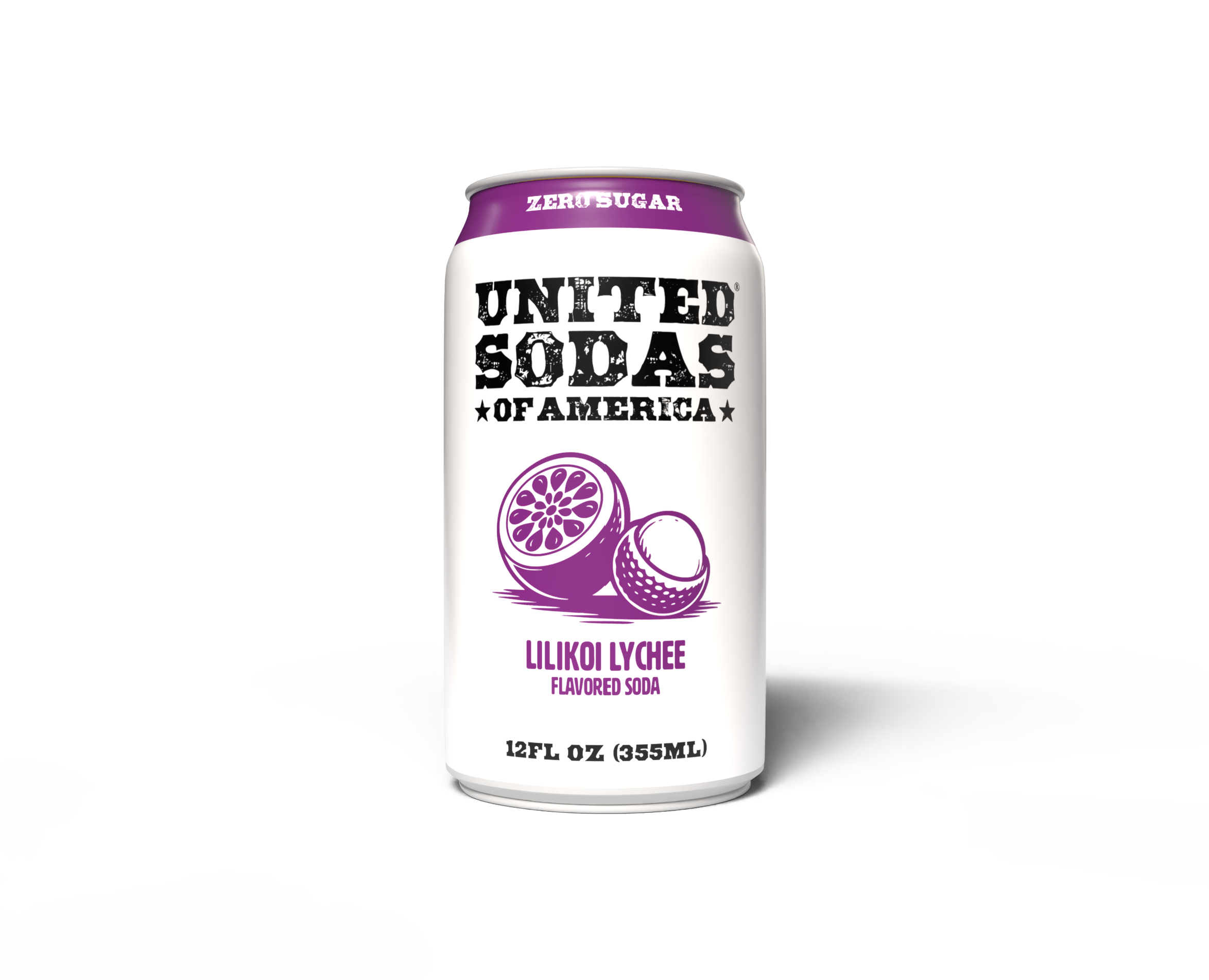 LILIKOI LYCHEE - United Sodas of America Zero Sugar Soda – 12 oz Cans (12-Pack)