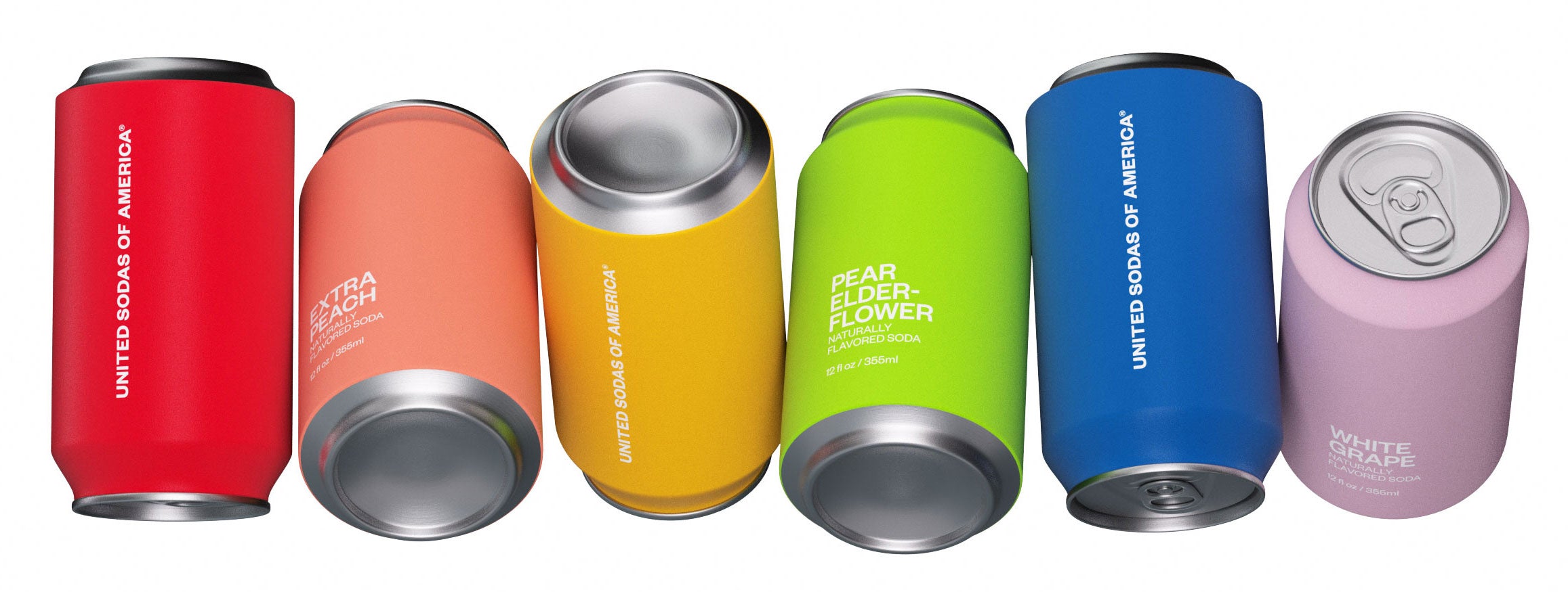 Image of cans floating in 6 different colors